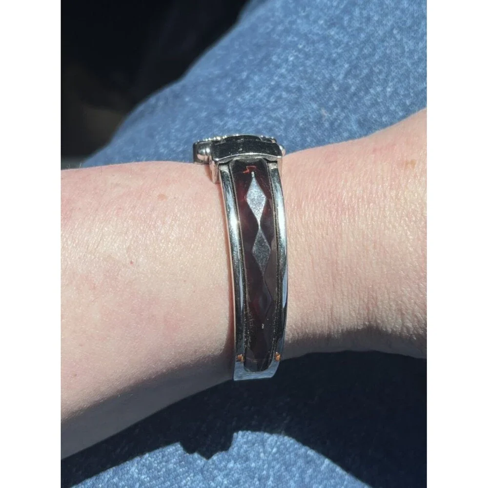 Avon Size ONE SIZE Octagonal Crystal Bezel Watch with Black Band
